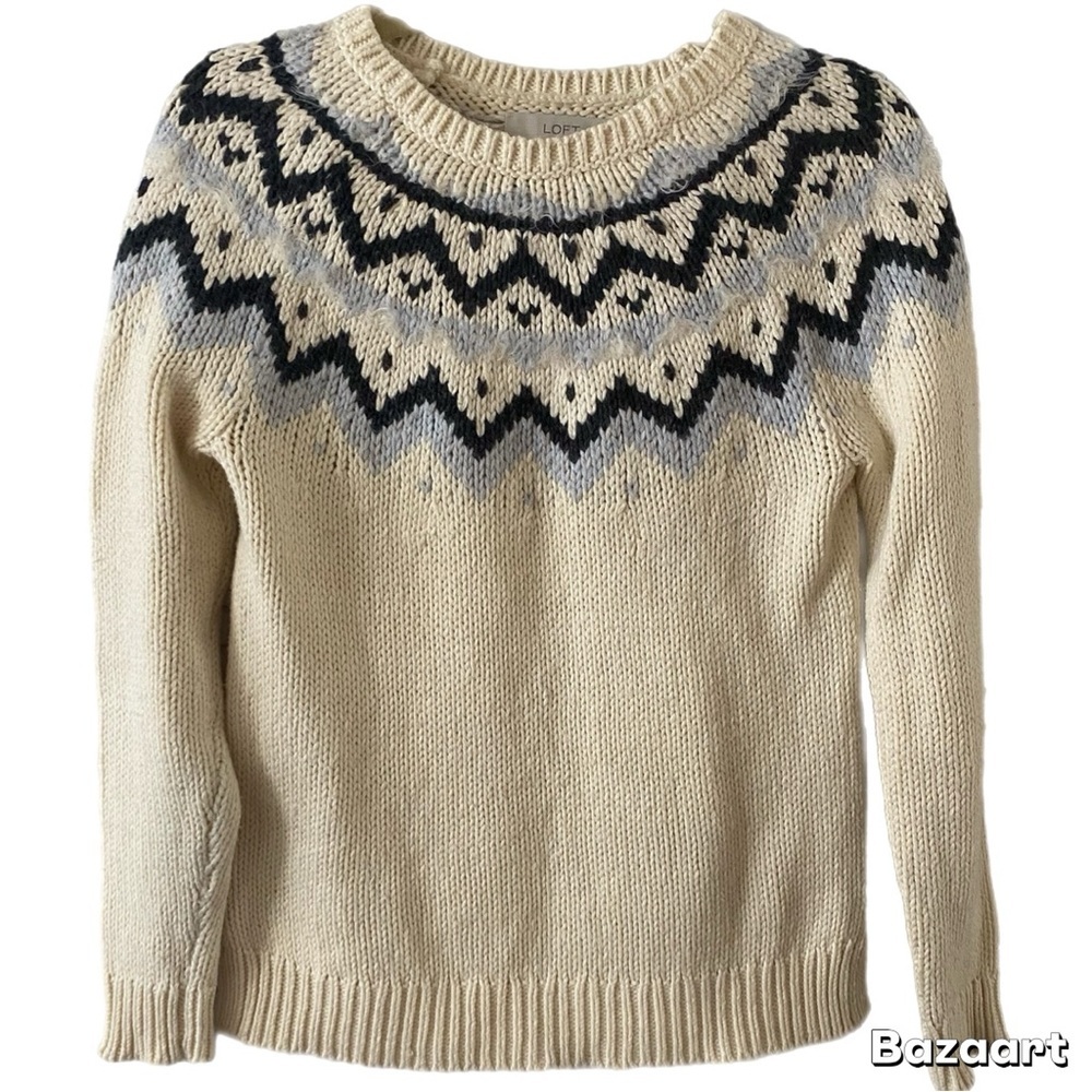 Womens Cream Fair Isle Yoke Sweater